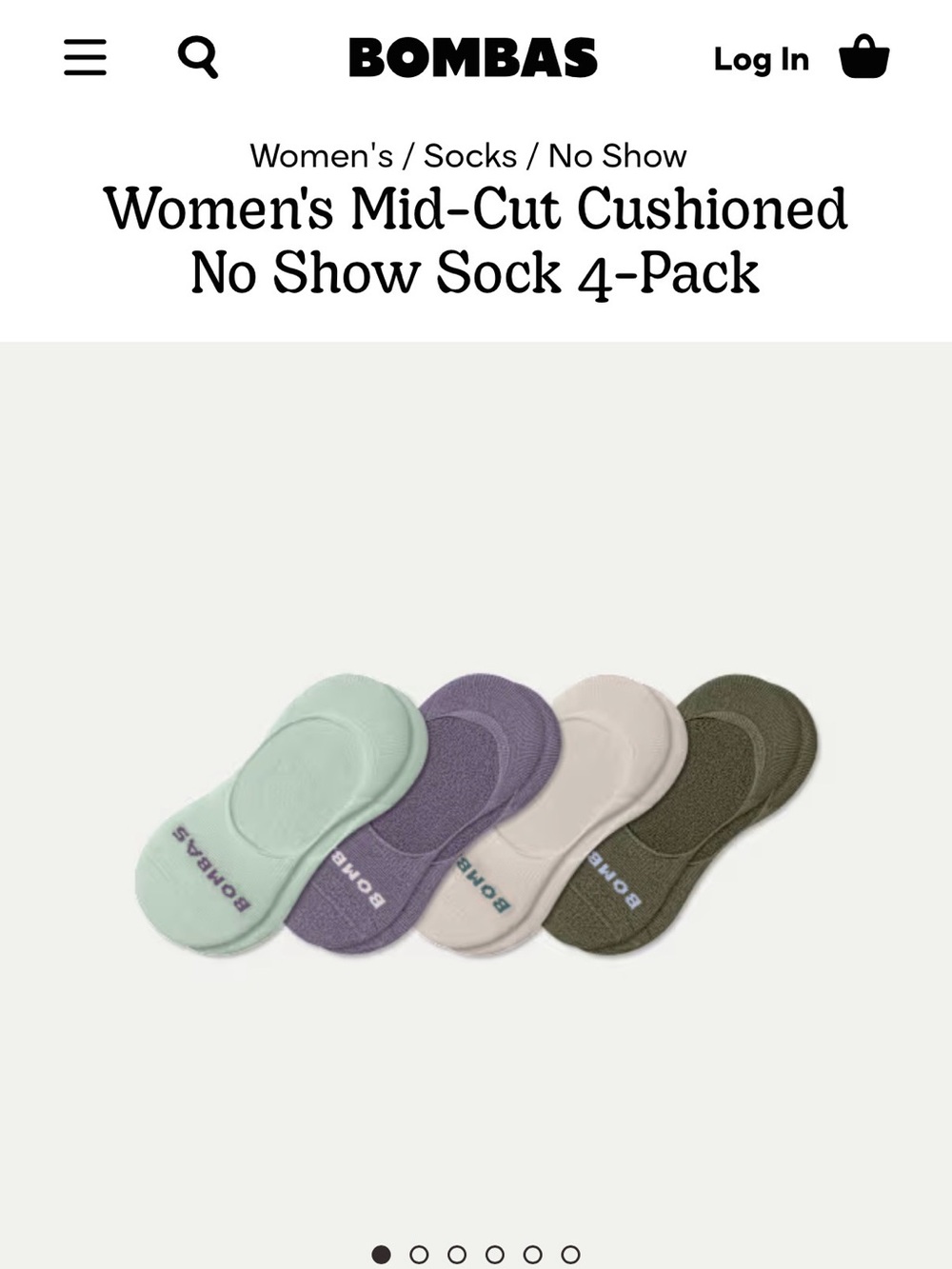 Bombas No-Show Cushioned Sock 4-Pack — Mint, Lavender, Cream, Olive